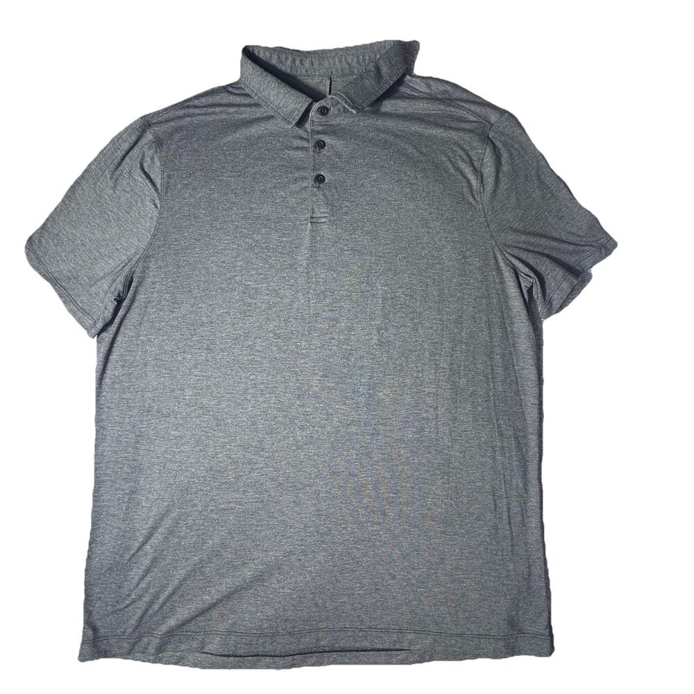 Lululemon Mens Grey Performance Short Sleeve Logo Polo Shirt Sz XL Athleisure